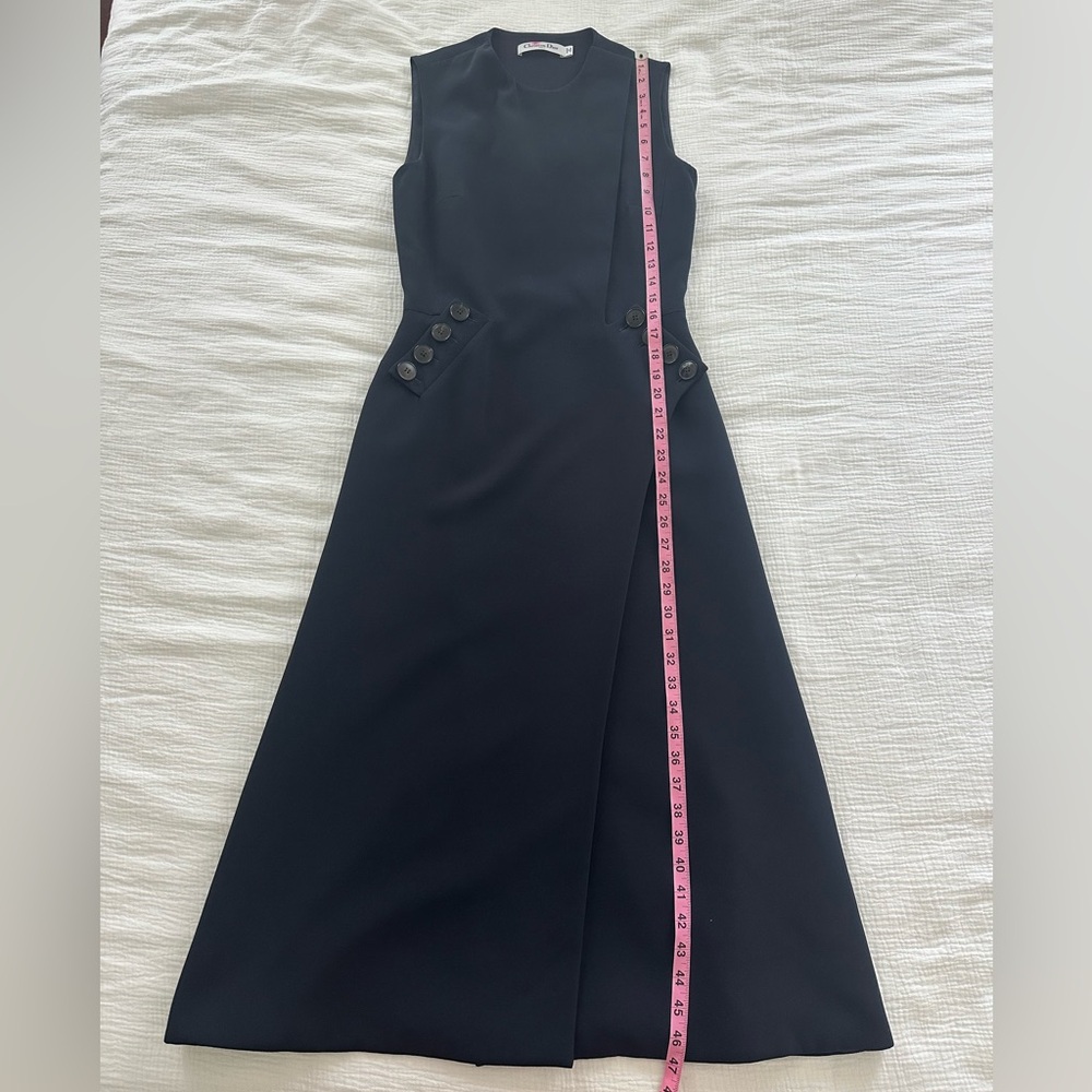 Christian Dior Navy Blue Midi Dress with Buttons sz 4 - Picture 3 of 7
